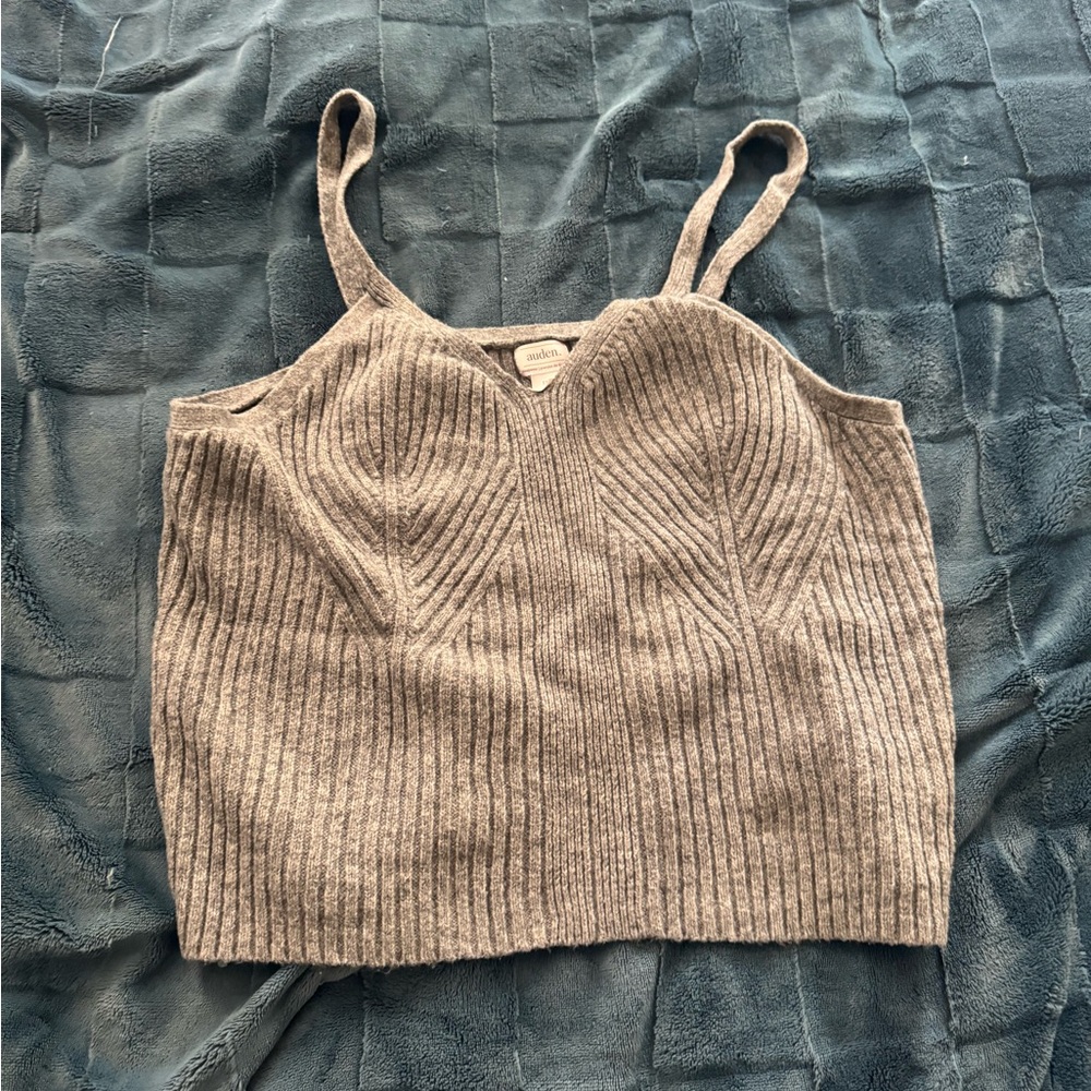 Auden Gray Ribbed Crop Top